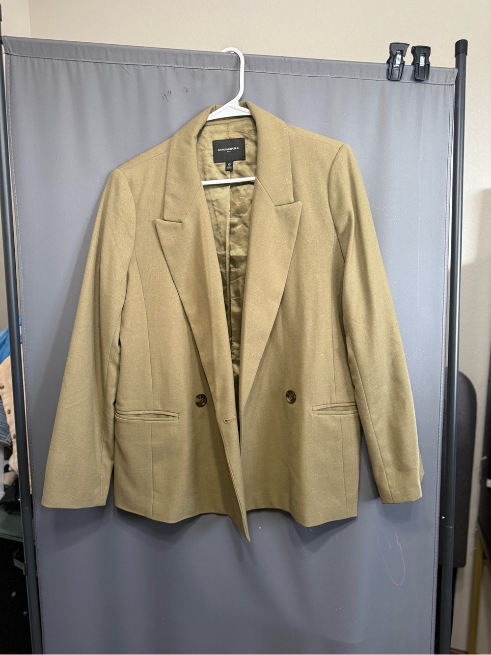 Banana Republic Khaki Double-Breasted Blazer